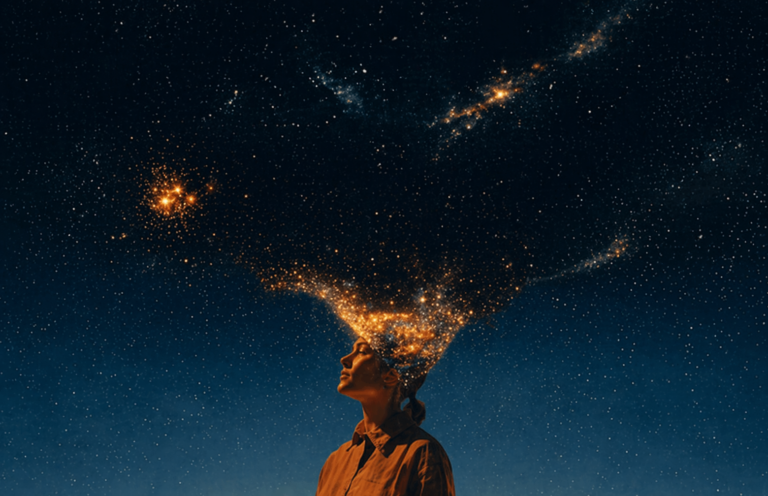 Thinking — stars emanating from mind